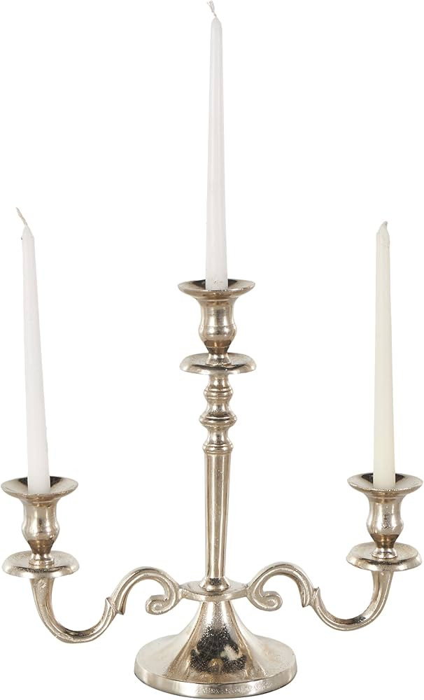 Deco 79 Aluminum Metal Scroll Decorative Candelabra Candlestick Holder, Candlestand 14" x 6" x 14... | Amazon (US)
