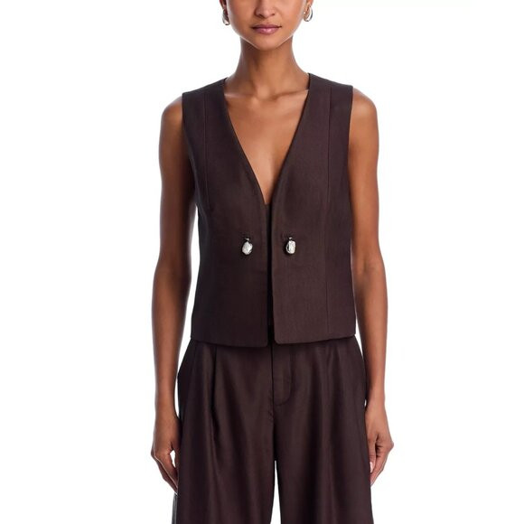 A.L.C. Brown Leo Waistcoat Vest Pearl Drops NWT $350, Size 6 | Poshmark