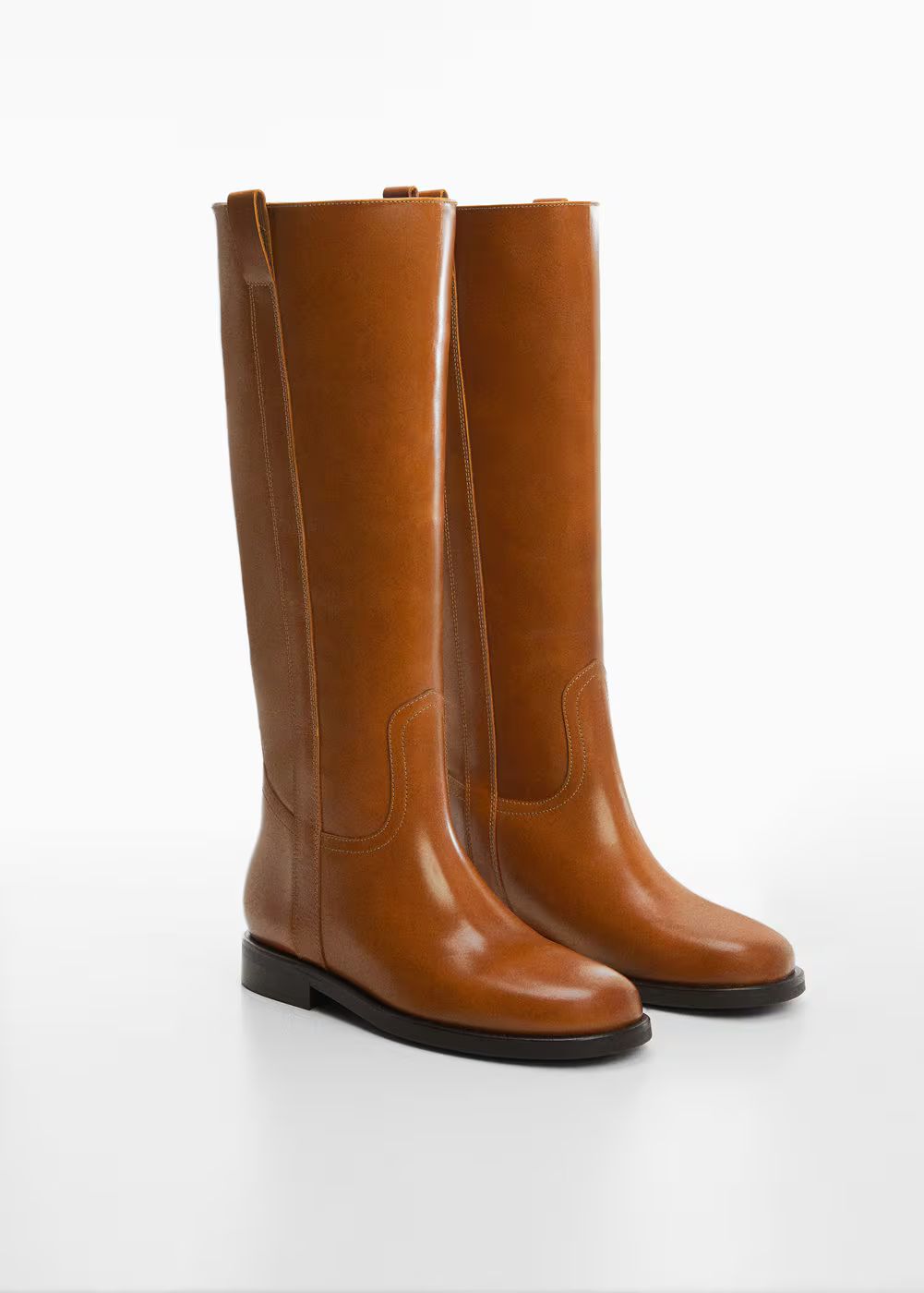 Leather high-leg boots -  Women | Mango USA | MANGO (US)