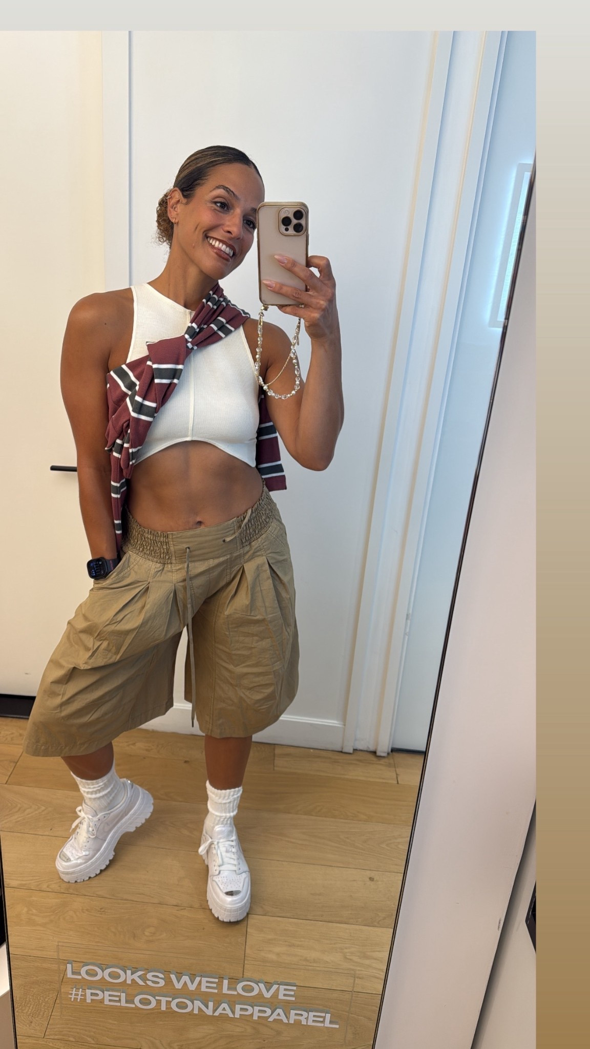 I told y’all I was obsessed with these Anthropologie shorts! And I never get more compliments on anything than these j’s on my feet - as comfy as a sneaker but with a platform!

Top is old, but I linked the brand and some other options!