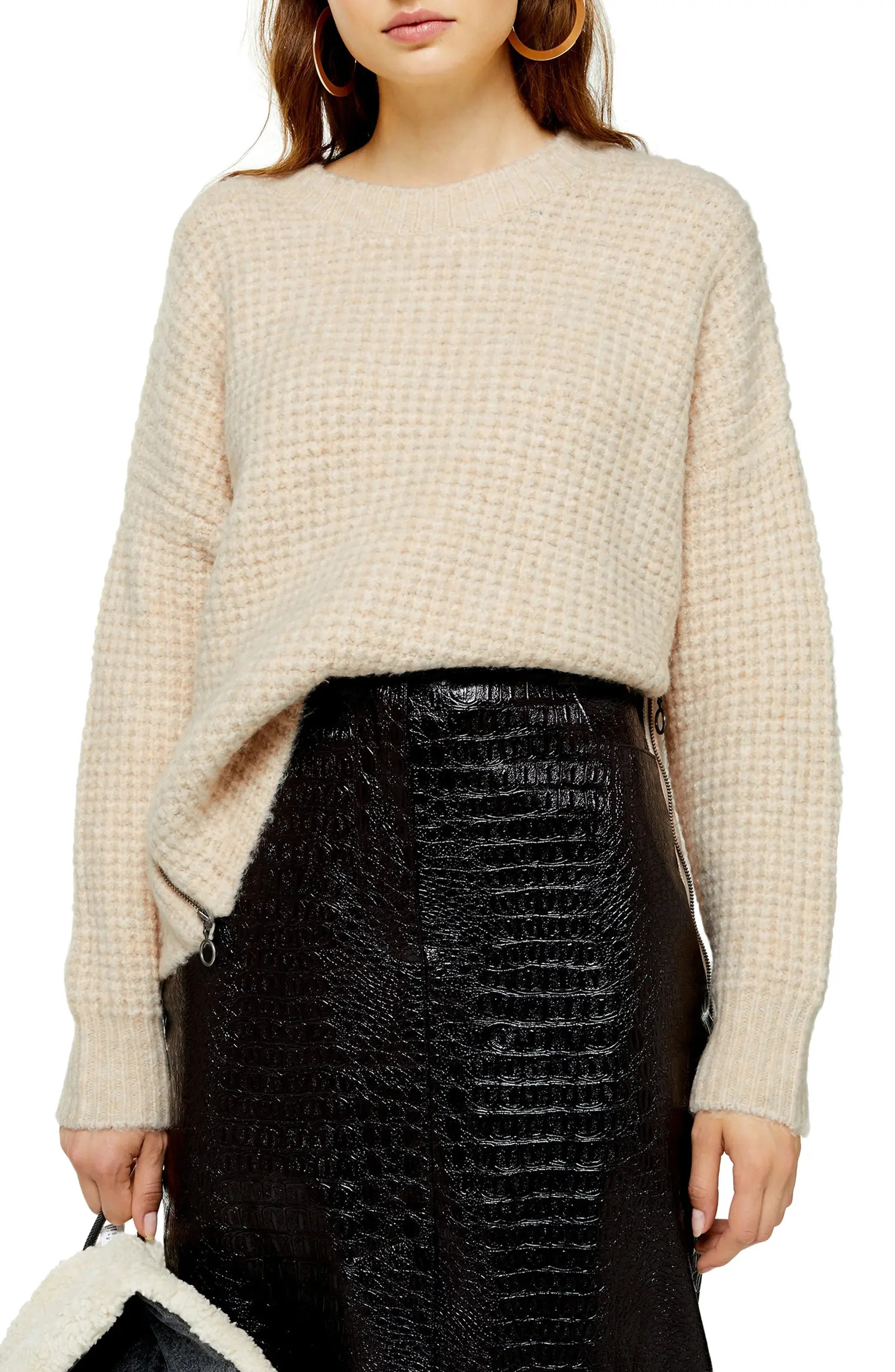 Zip Detail Waffle Knit Sweater | Nordstrom
