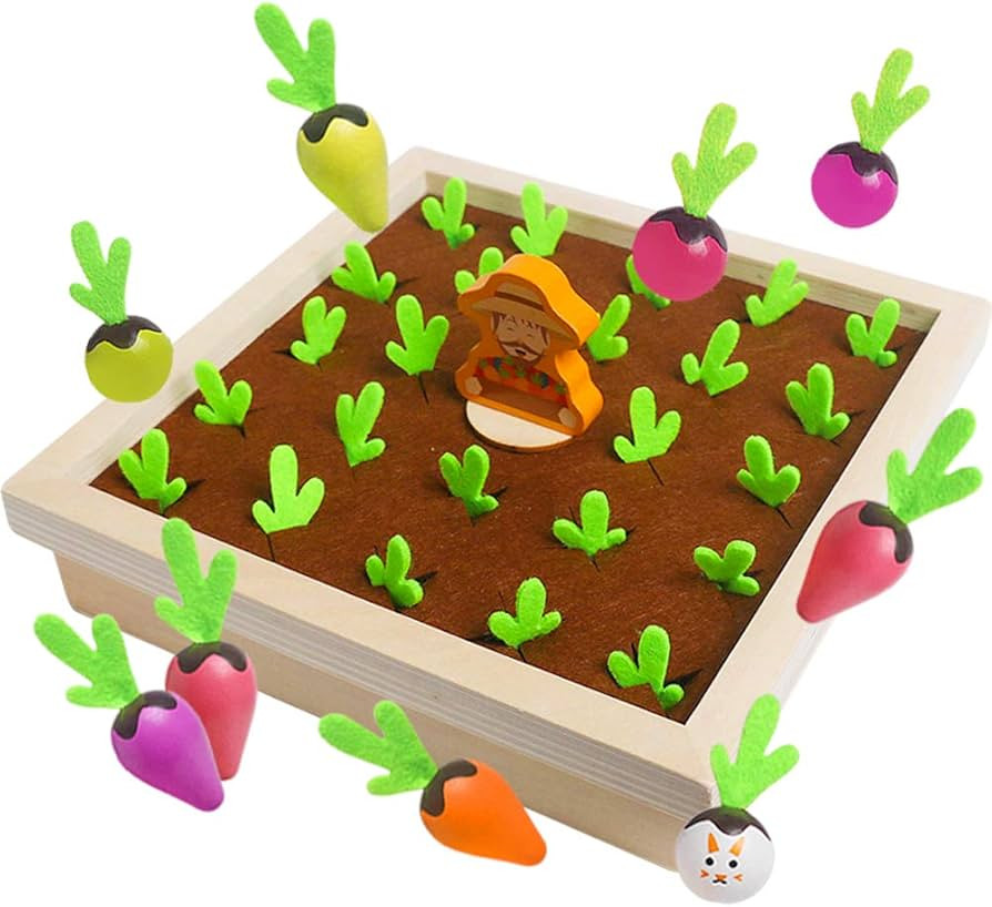 Montessori Toys for Toddlers 3 4 5 Years Old Boys Girls Baby, Wooden Toy Carrot Harvest Game, Edu... | Amazon (US)