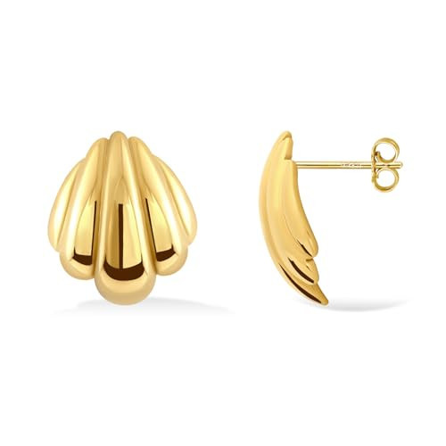 Chunky Gold Shell Earrings-14K Gold Plated Stud Earrings Seashell Earrings Drop Beachy Earrings Statement Earrings Dangle Earrings for Women | Amazon (US)