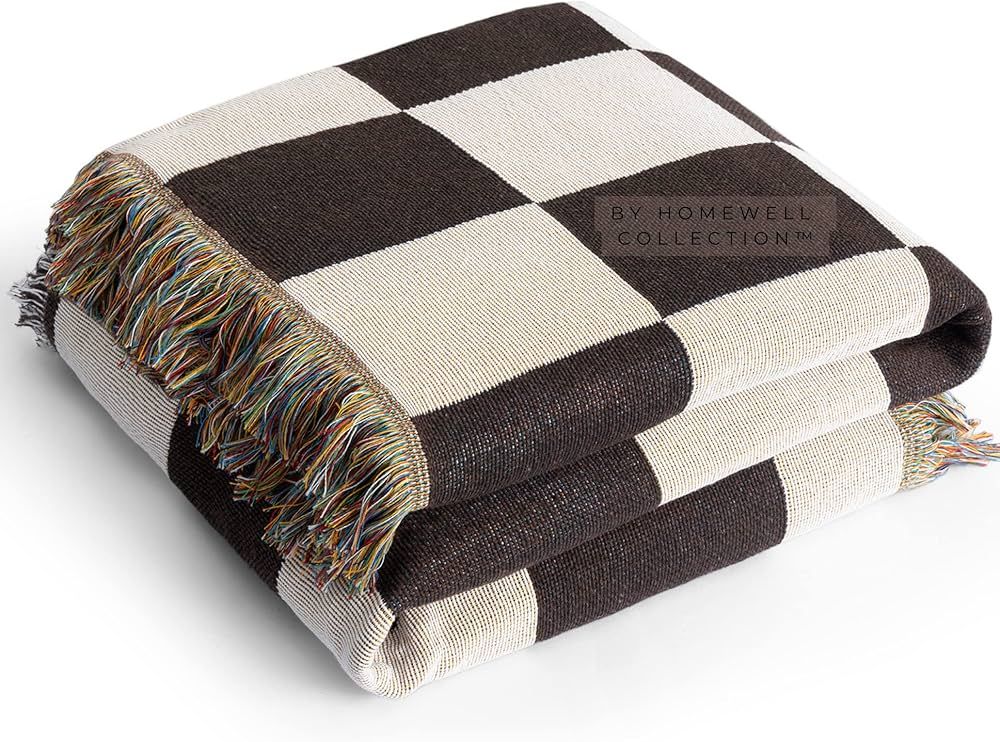 Homewell Checkered Blanket Checkered Throw Blanket | Brown Throw Blanket | Checkerboard Blanket | Th | Amazon (US)