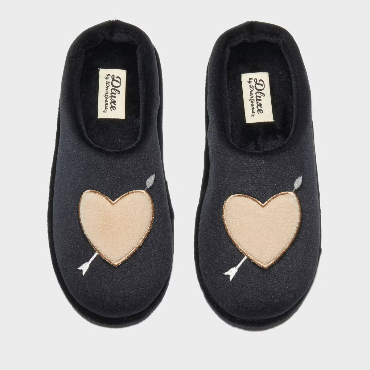 dluxe by dearfoams Women's Valentine's Day Heart Clog Slide Slippers - Black | Target