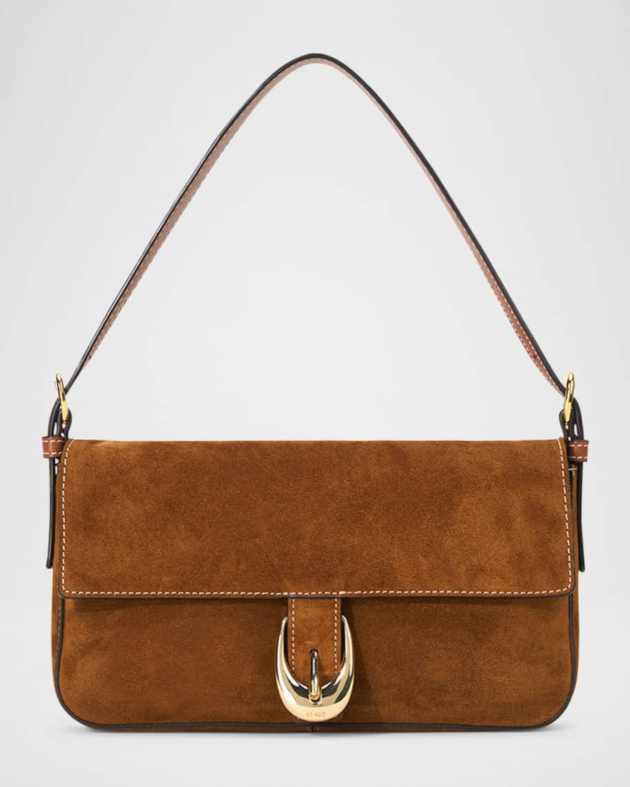STAUD Harlow Buckle Suede Shoulder Bag | Neiman Marcus