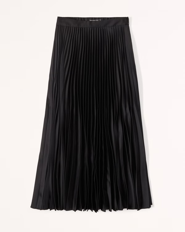 Satin Pleated Midi Skirt | Abercrombie & Fitch (US)