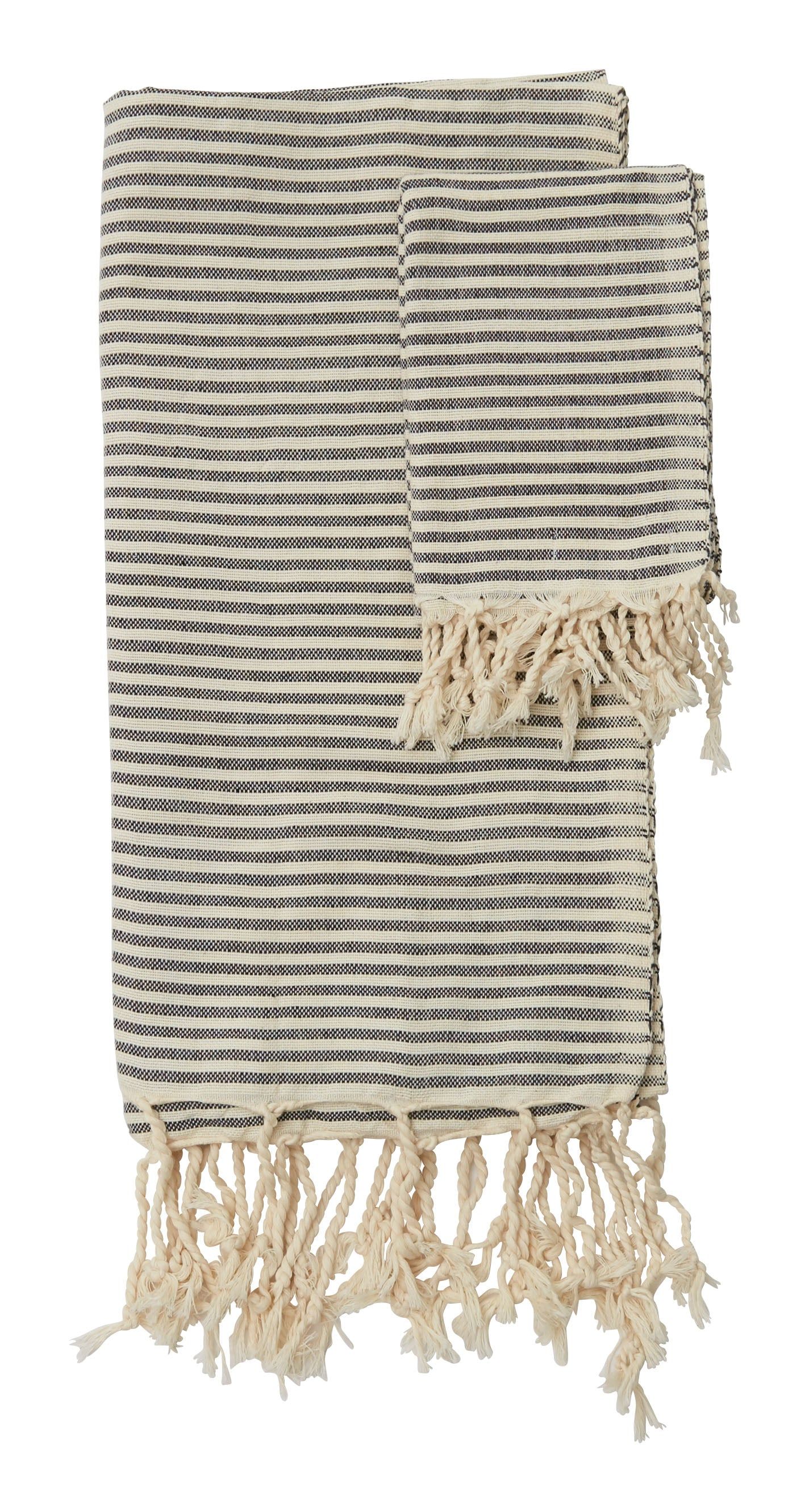 Hammam Thin Black Stripe Towel | Jayson Home