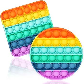ASONA 2-Pack Rainbow Circle & Square Push Bubble Fidget Sensory Toys with Popping Sound for Kids ... | Amazon (US)