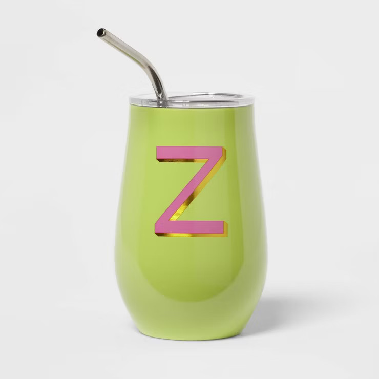 11.8oz Stainless Steel Double Walled Non-Vacuum Wine Tumbler with Lid and Straw - Opalhouse™ | Target