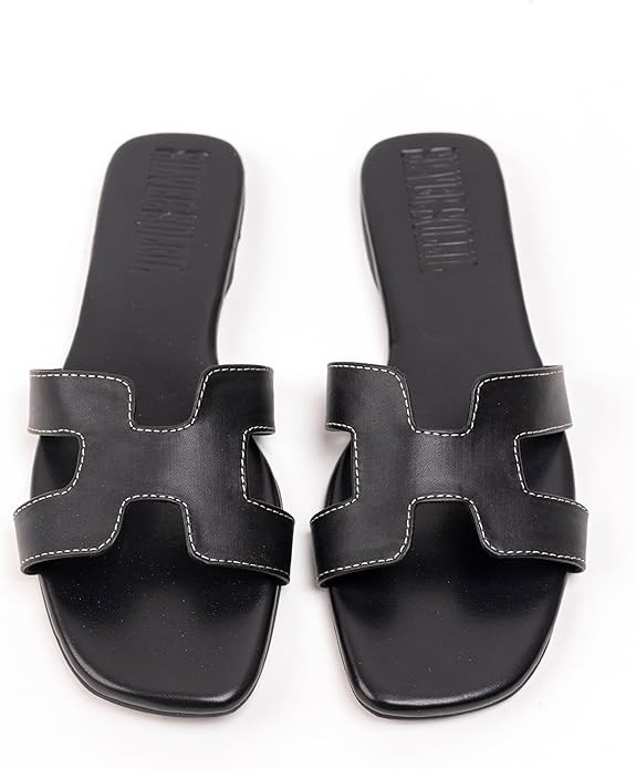 Women's Voyage Flat Slide Sandals - Square Open Toe Slides H-Band Slides for Women Fashionable Sl... | Amazon (US)