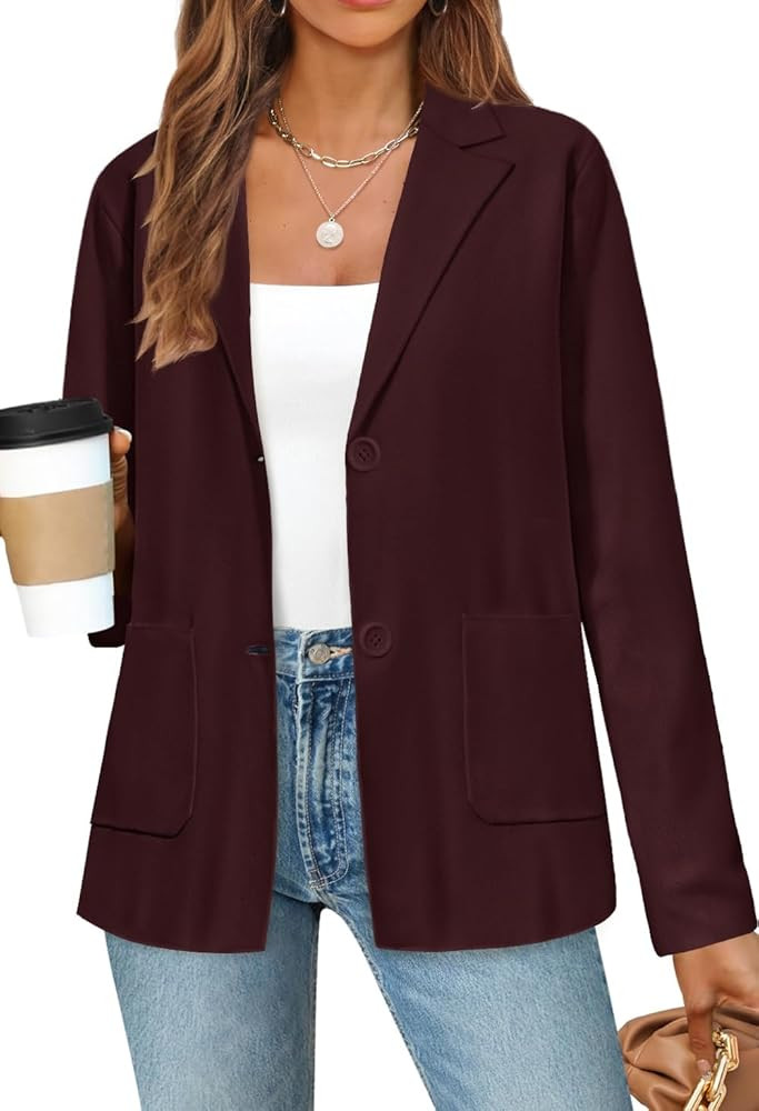 MEROKEETY Women's 2024 Fall Long Sleeve Cardigan Button Lapel Casual Open Front Knit Sweater Jack... | Amazon (US)