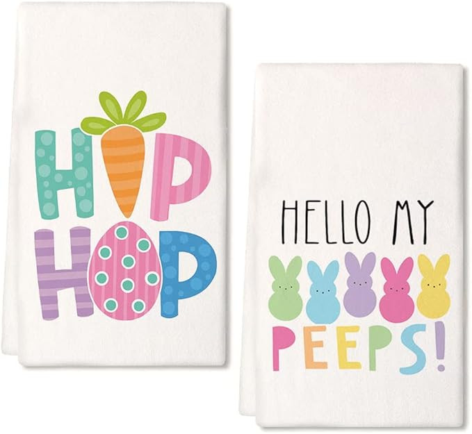 ARKENY Easter Kitchen Towels for Easter Decor Orange Carrot Bunny Dish Towels 18x26 Inch Ultra Ab... | Amazon (US)