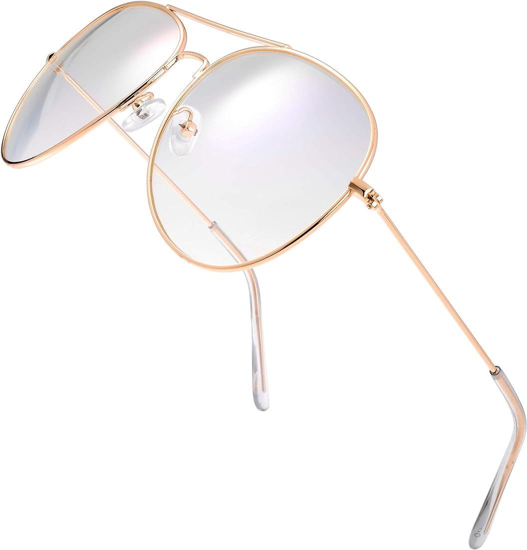 Classic Aviator Frame Light Color Lens XL Oversized Sunglasses Gift Box | Amazon (US)