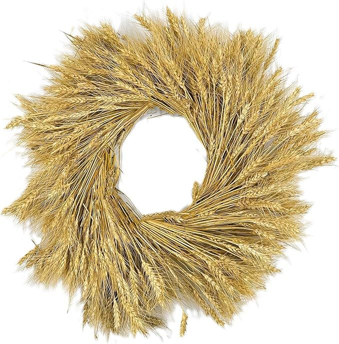 Handmade Wheat Wreath, Natural Dried Wheat, Rustic Home Decor, Farmhouse Decor, Wall Hanging, Fro... | Amazon (US)