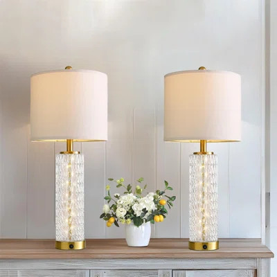 Modern Bedside Lamp Set – LED Night Light With USB A+C Ports, Shade For Living Room, Bedroom, Office (Includes 2 Bulbs) | Wayfair North America