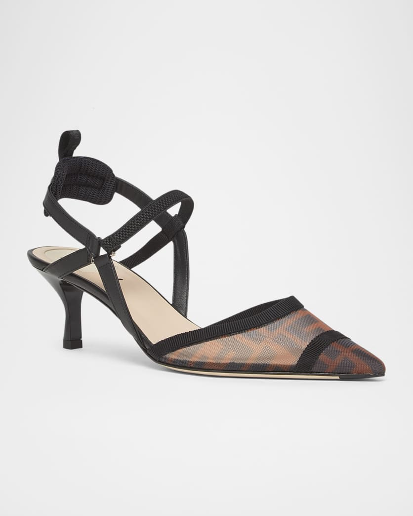Colibri FF Mesh Slingback Kitten-Heel Pumps | Neiman Marcus