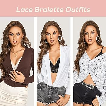 DOBREVA Women's Lace Padded Bralette Plunge Wireless Longline Bra for A to D Cups | Amazon (US)