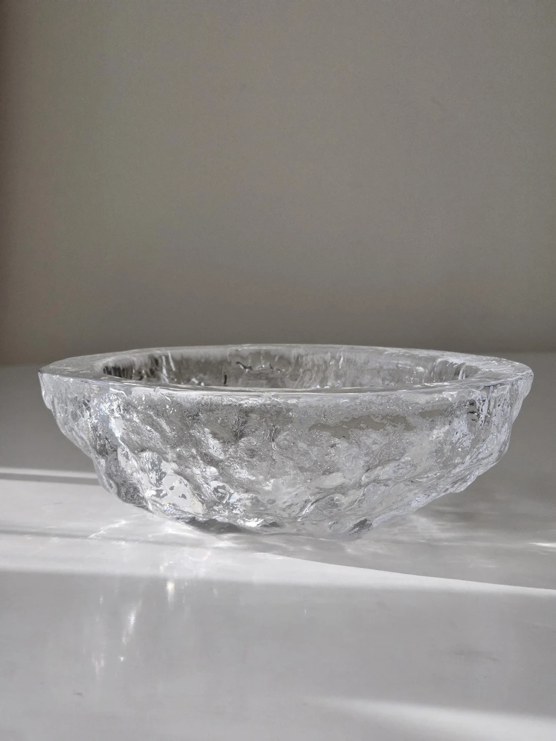 Heavy Brutalist Textured Crystal Glass Swedish Bowl | - Etsy | Etsy (US)