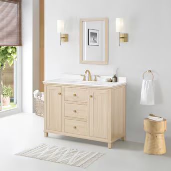Style Selections Bradshaw 48-in Light Birch Wood Undermount Single Sink Bathroom Vanity with Whit... | Lowe's