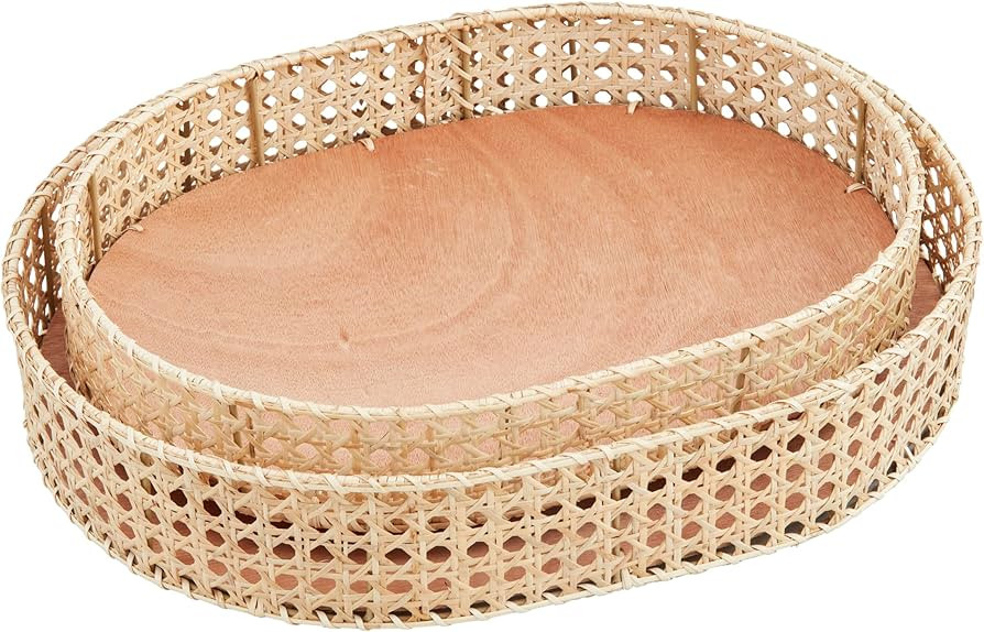 Mud Pie Cane Tray; small 3" x 17" dia | large 3" x 19" dia | Amazon (US)