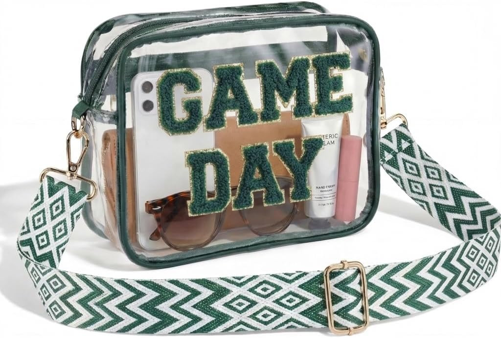 Clear Bag for Stadium Events - 9x7x2.5 Small Crossbody Purse for Women, Cute Game Day Bag for Football Fans | Amazon (US)