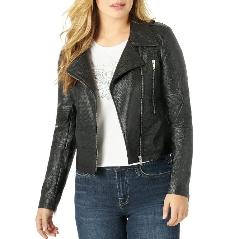 Rock & Republic Womens Classic Faux Leather Jacket - Walmart.com | Walmart (US)