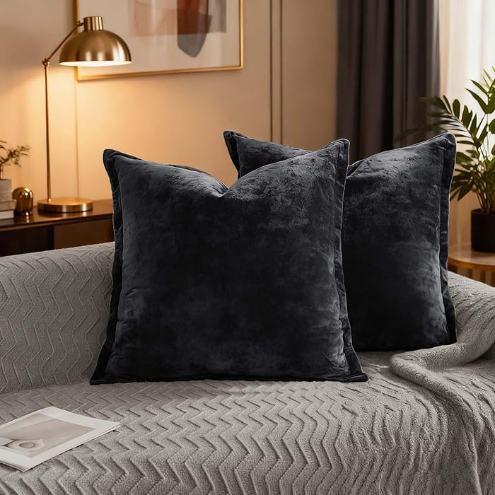 Velvet Pillow Covers 2 Pack Soft 26x26 Pillow Covers Solid Square Euro Shams Decorative Couch Pil... | Amazon (US)