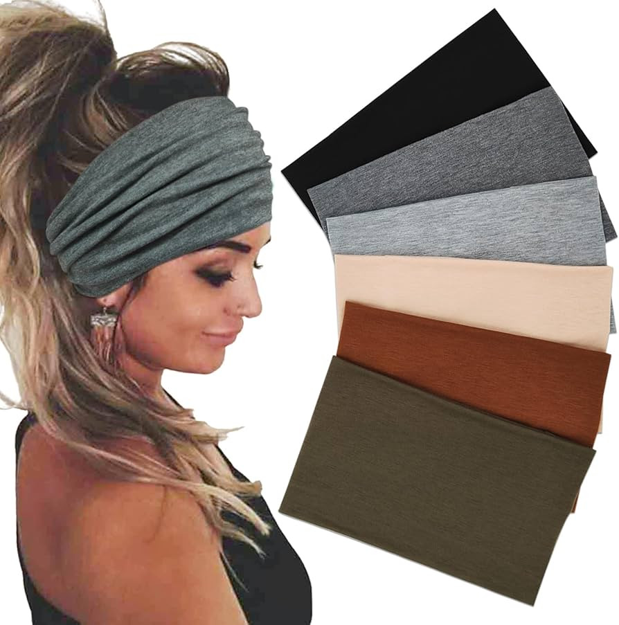 Wide Headbands For Women Stretch Headband Boho Head Bands Women's Hair Band Turban Workout Hairba... | Amazon (US)