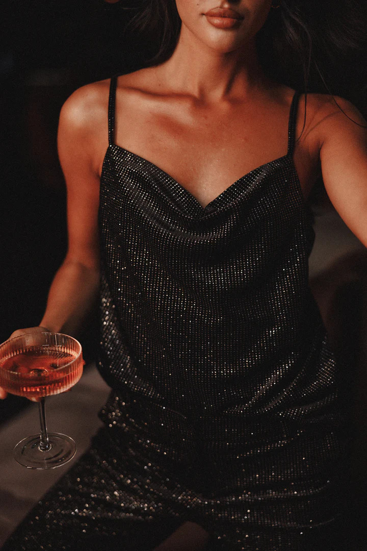 Ensley Velvet Shimmer Top - Black | Petal & Pup (US)