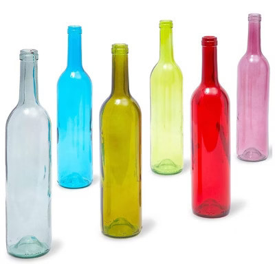 Juvale 6 Pack Decorative Colored Wine Bottles for Home Decor, 750ml Empty Glass Containers in 6 Assorted Colors (2.8 x 12.75 In) | Target