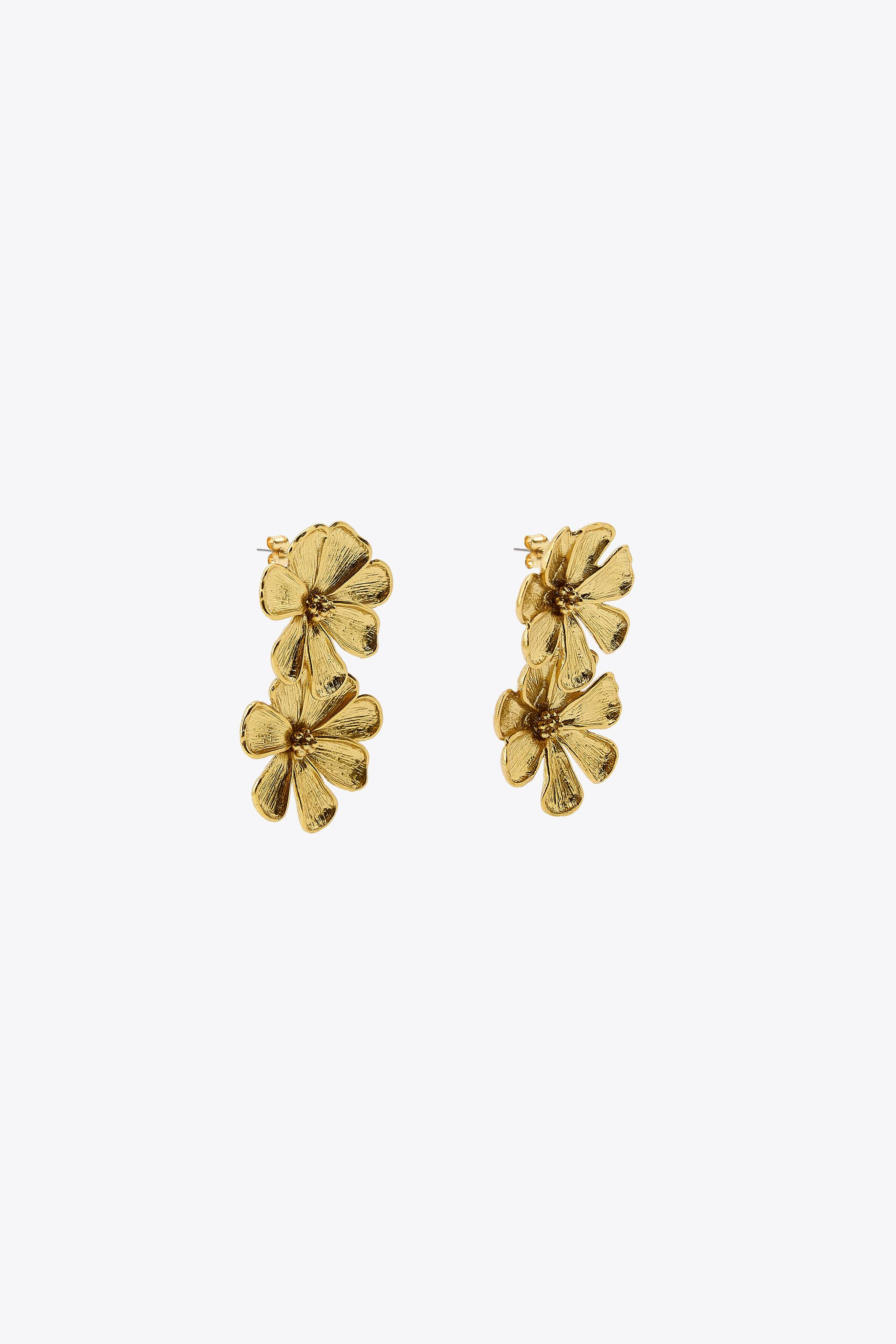 METAL FLOWER EARRINGS | Zara UK