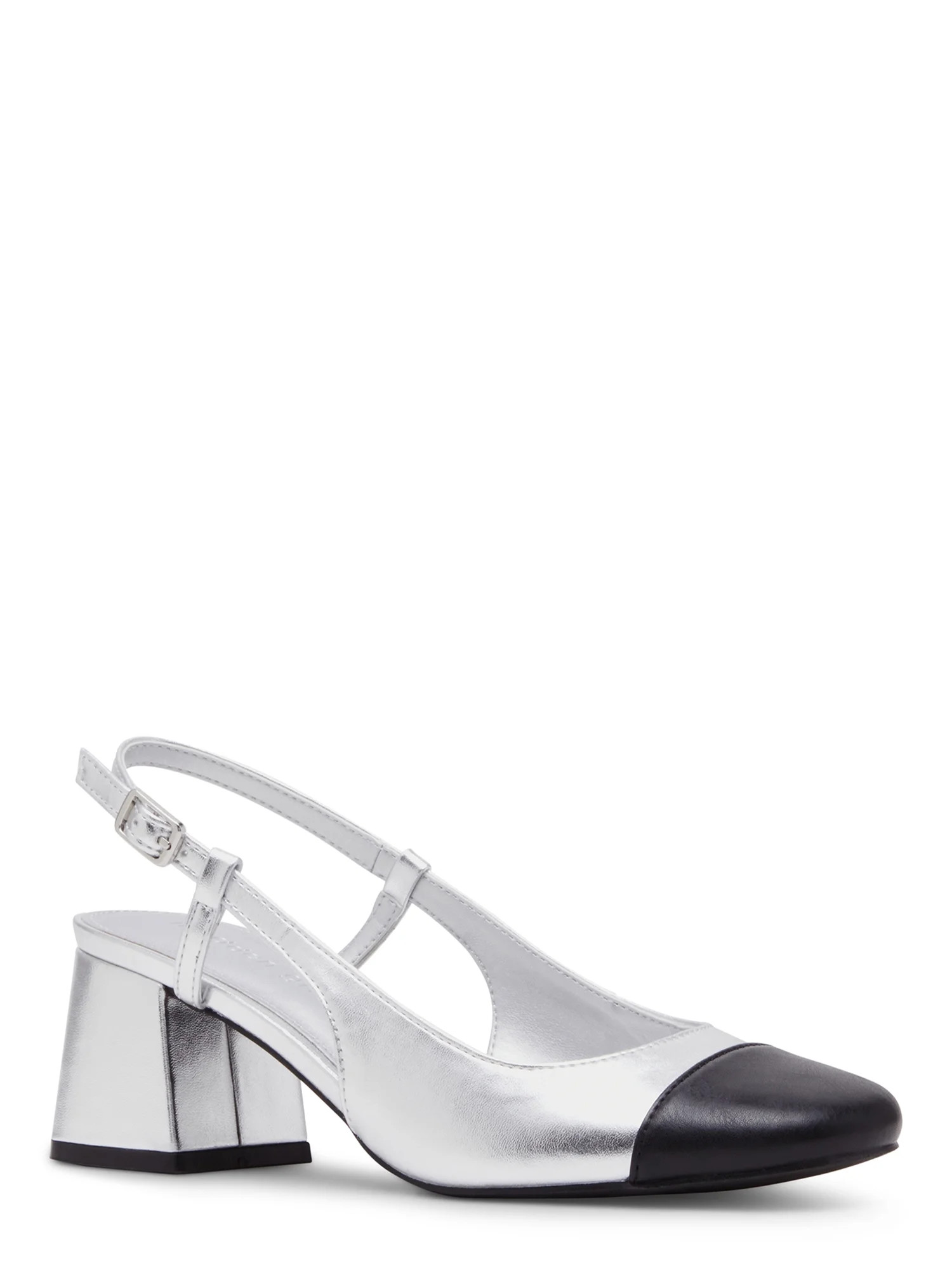Madden Girl Women's Keithh Slingback Block Heels with Cap Toe - Walmart.com | Walmart (US)