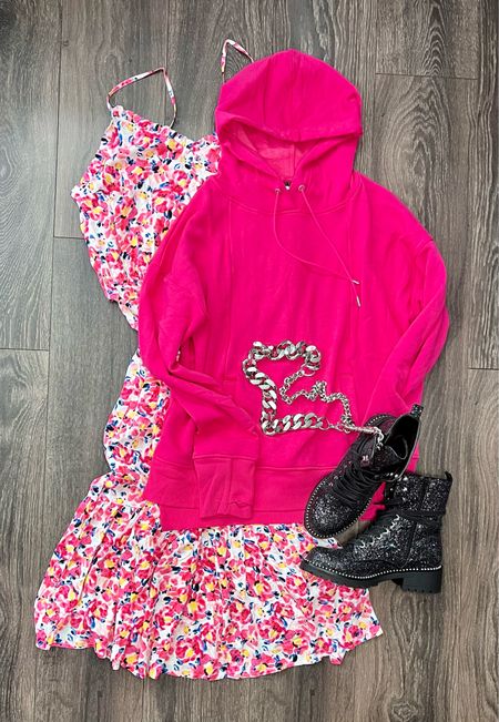 ✨SIZING•PRODUCT INFO✨
⏺ Pink Floral Tank Dress - Large - Sized down to be more fitted - Walmart 
⏺ Pink Sweatshirt - Large - Runs Big (sized down) - Walmart 
⏺ Sparkle Black Combat Boots - Run 1/2 size big - Walmart 
⏺ Silver Chain Belt - linked similar 

📍Say hi on YouTube•Tiktok•Instagram ✨Jen the Realfluencer✨ for all things midsize-curvy fashion!

👋🏼 Thanks for stopping by, I’m excited we get to shop together!

🛍 🛒 HAPPY SHOPPING! 🤩

#walmart #walmartfinds #walmartfind #walmartfall #founditatwalmart #walmart style #walmartfashion #walmartoutfit #walmartlook  #dress #dressoutfit #dresslook #dresses #dressoutfitinspo #dressoutfitinspiration #dressstyle #dressfashion #edgy #style #fashion #edgystyle #edgyfashion #edgylook #edgyoutfit #edgyoutfitinspo #edgyoutfitinspiration #edgystylelook  
#under10 #under20 #under30 #under40 #under50 #under60 #under75 #under100 #affordable #budget #inexpensive #budgetfashion #affordablefashion #budgetstyle #affordablestyle #curvy #midsize #size14 #size16 #size12 #curve #curves #withcurves #medium #large #extralarge #xl  

#LTKcurves #LTKstyletip #LTKunder50