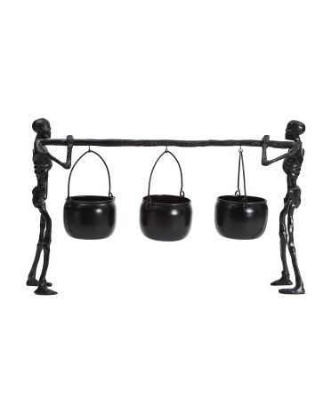 Skeleton Hanging Cauldrons On Stand | TJ Maxx