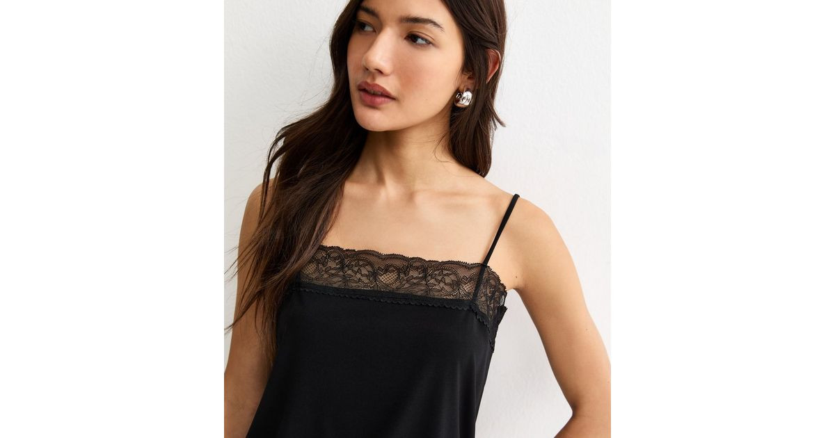 Black Lace Trim Cami Top | New Look | New Look (UK)