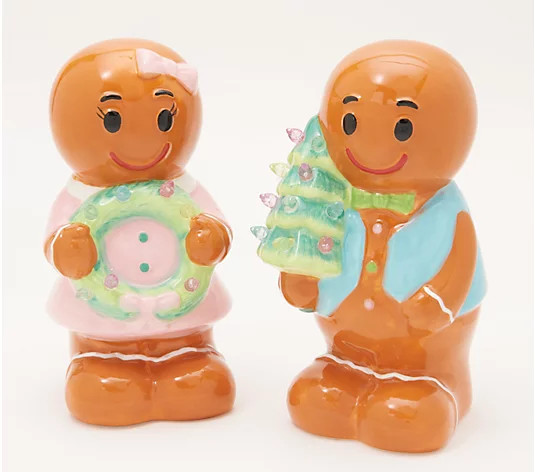 Mr. Christmas Set of 2 7" Illuminated Gingerbread Couple - QVC.com | QVC