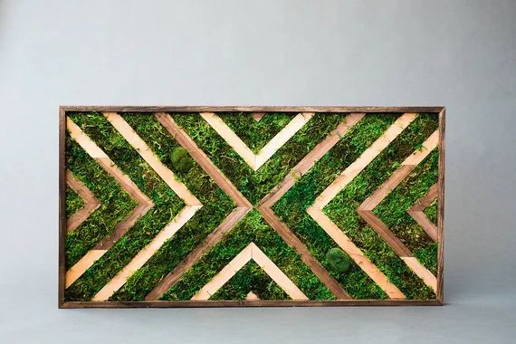 Preserved Moss Wall Art Chevron Design Geometric wall Decor | Etsy (US)