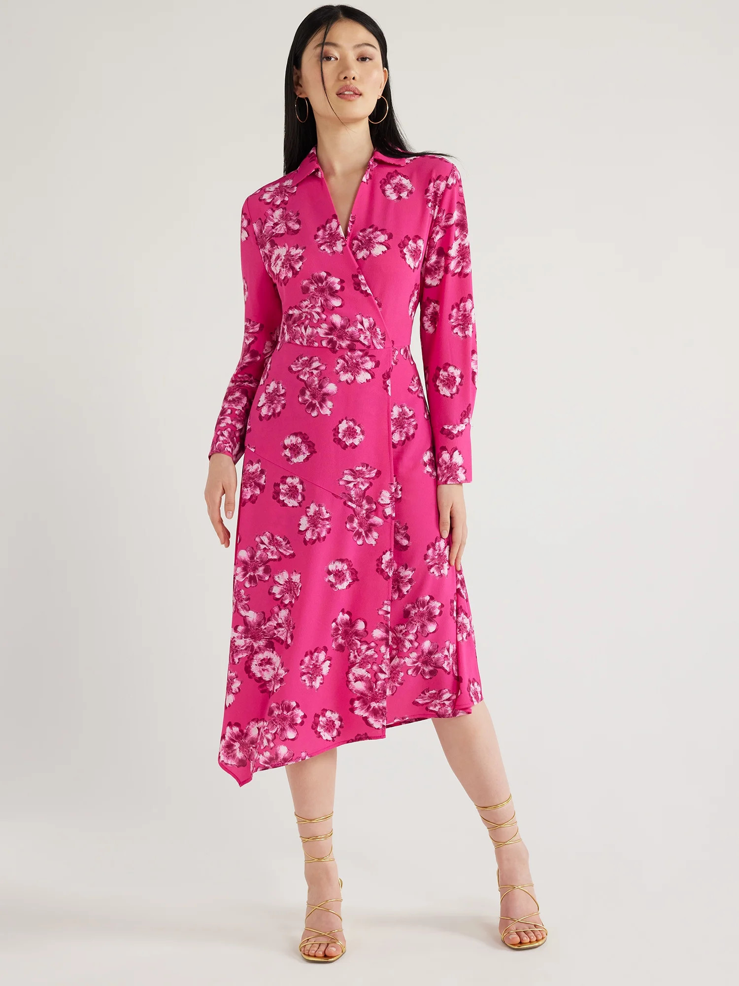 Scoop Women’s Shirtdress with Faux Wrap Front, Sizes XS-XXL | Walmart (US)