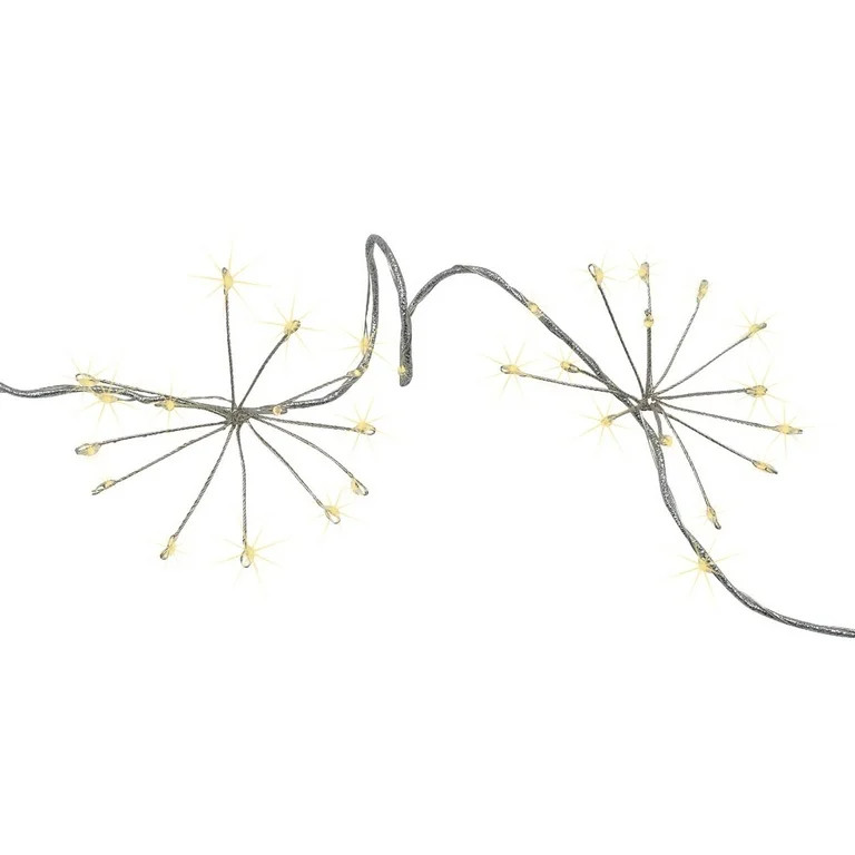 Indoor 96-Count Battery-Operated LED Starburst Garland Christmas String Lights, Warm White, 5.5',... | Walmart (US)