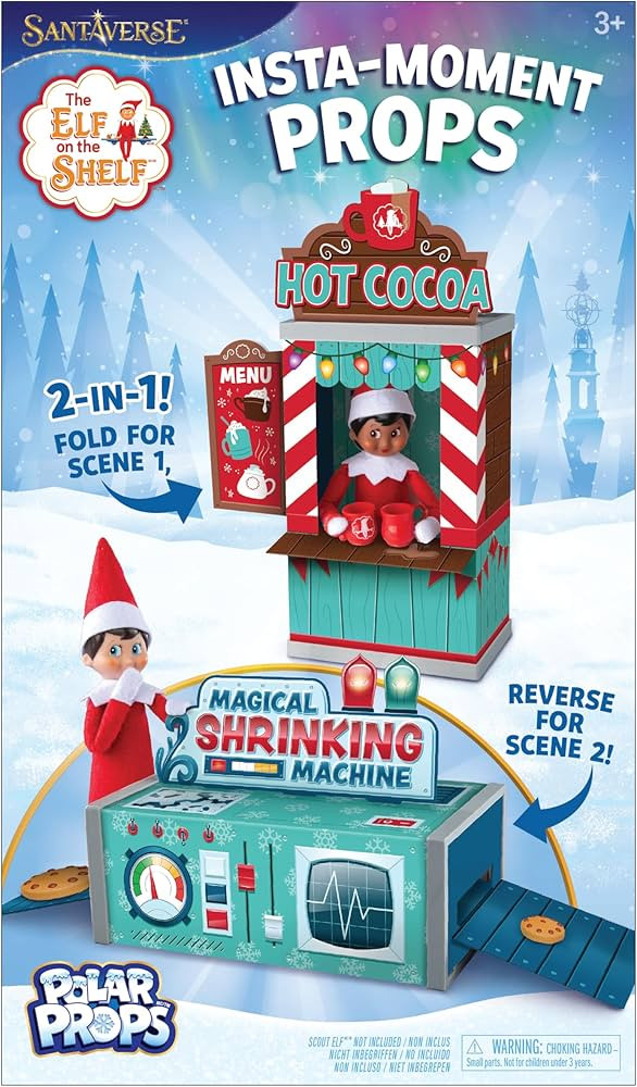 The Elf on the Shelf Insta-Props 2-in-1 Scene Kit with Reversible Pop Out Backdrop - Hot Cocoa St... | Amazon (US)