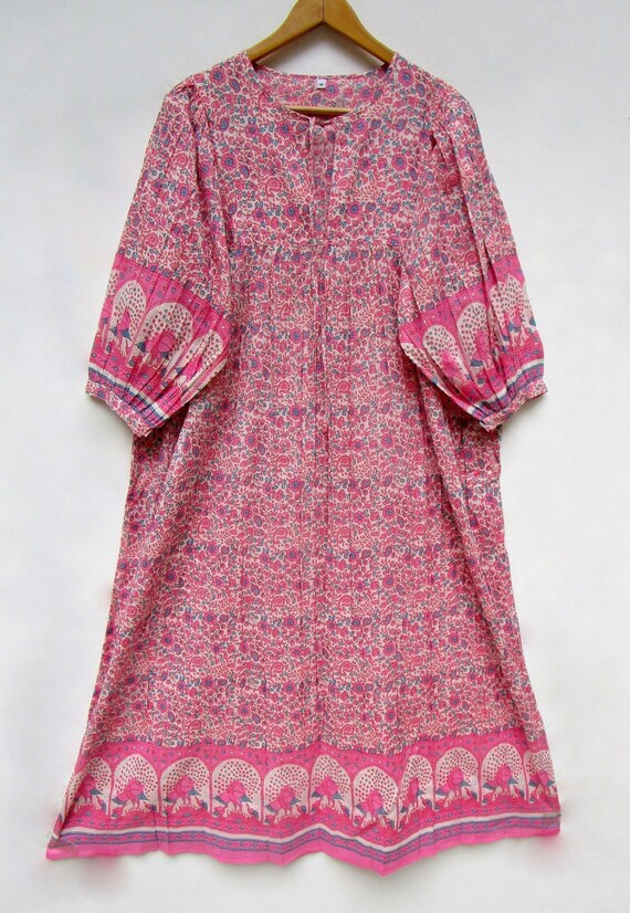 Pinkish Floral Long Elizabeth Style Maxi Dress  Henley | Etsy | Etsy (US)