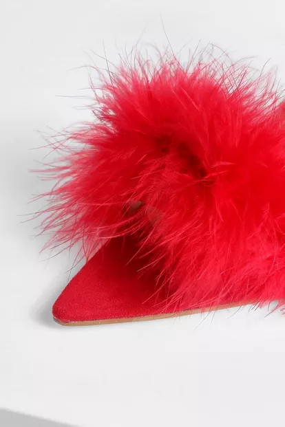 Feather Detail Barely There Heels | Boohoo.com (US & CA)