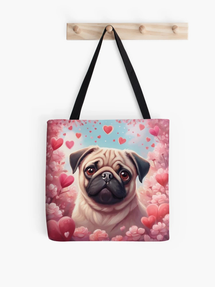 Valentine Fawn Pug Tote Bag | Redbubble (US)