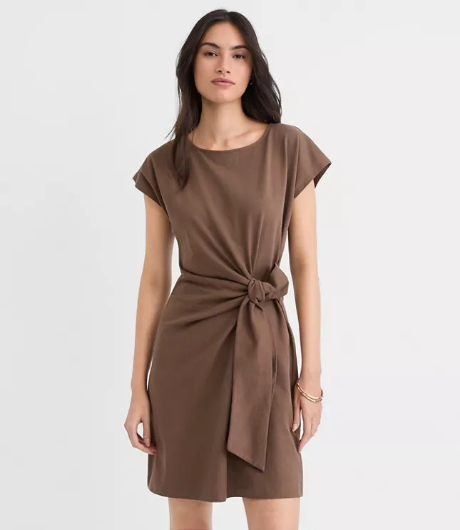 Petite Side Tie Wedge Tee Mini Dress | LOFT