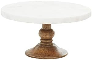 Amazon.com: Deco 79 Mango Wood Cake Stand with Wood Base, 10" x 10" x 5", White : Everything Else | Amazon (US)