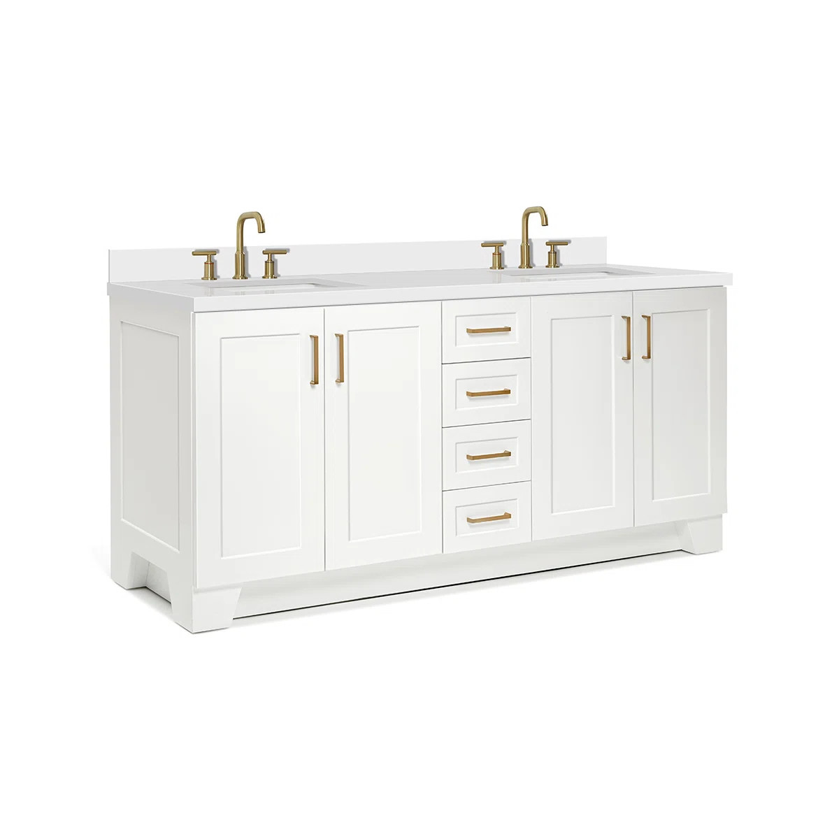 Freitas 72'' Solid Wood Double Bathroom Vanity with 1.5'' White Quartz Top | Wayfair North America