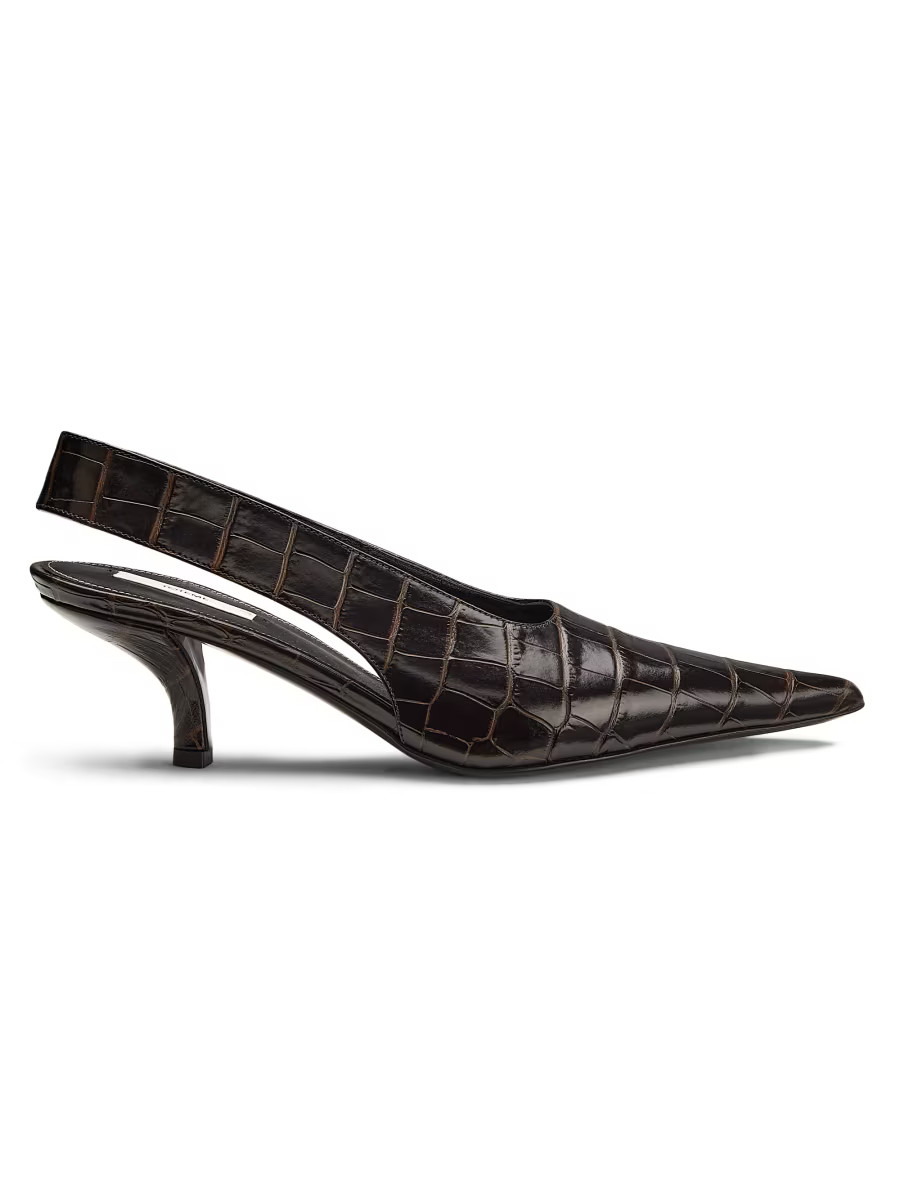 Toteme 55MM Croc-Embossed Leather Slingback Pumps | Saks Fifth Avenue | Saks Fifth Avenue