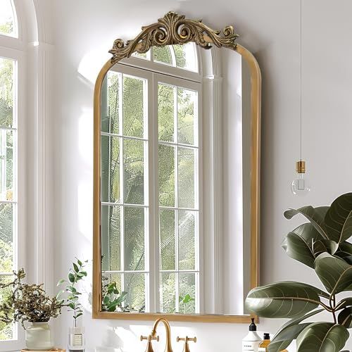 SeekElegant Gold Arched Mirror, 19"x31" Arch Mirror with Metal Frame, Arendahl Traditional Vintage Mirrors for Wall, Antique Decorative Wall Mirror for Bathroom, Vanity, Entryway | Amazon (US)