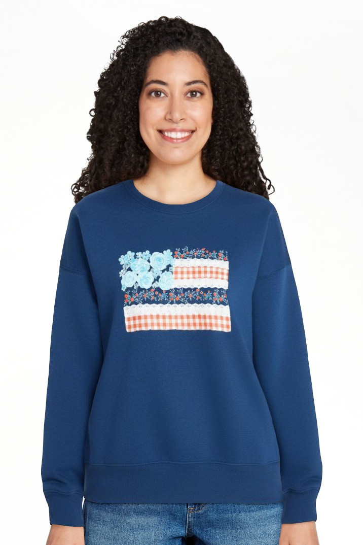 No Boundaries Boxy Americana Sweatshirt with Long Sleeves, Women's XXS-4X | Walmart (US)